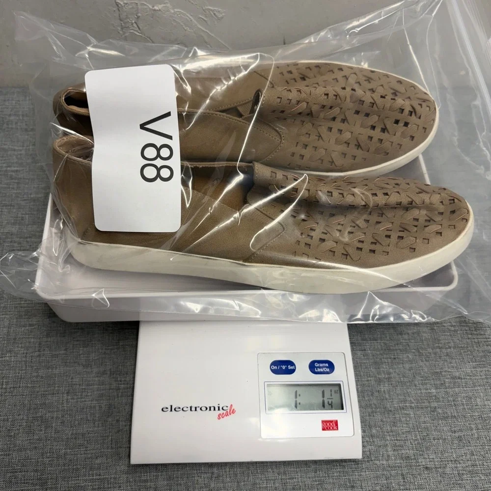Yellow Box Omlee Sneakers Womens 7.5 Tan Woven Laser Cut Slip On Flats Shoes